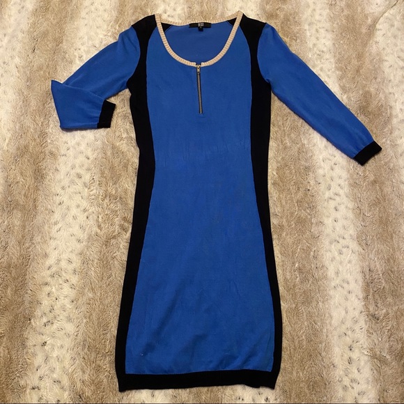 BEDO SWEATER DRESS in BLACK & BLUE - Picture 2 of 5
